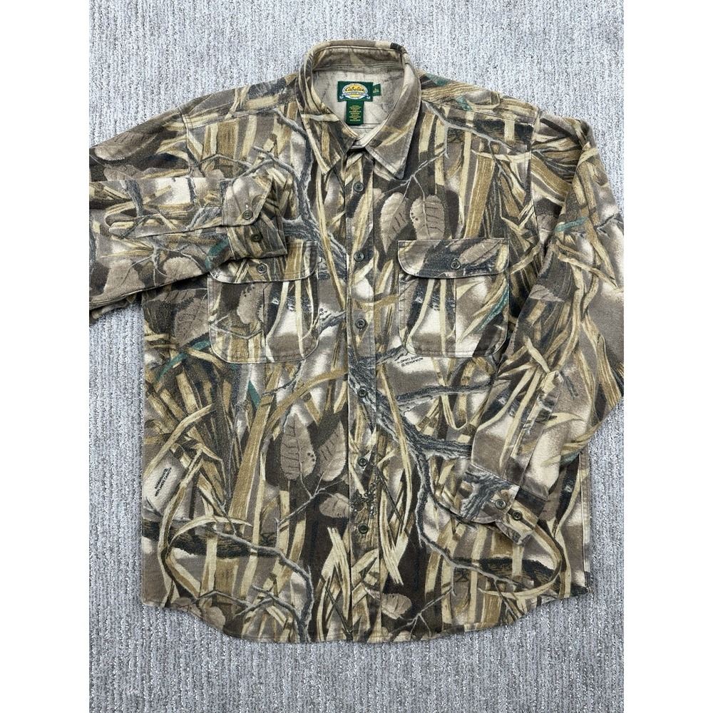 VTG Cableas Shirt Mens L Brown Camouflage Chamois Cloth Hunting Hiking Outdoors